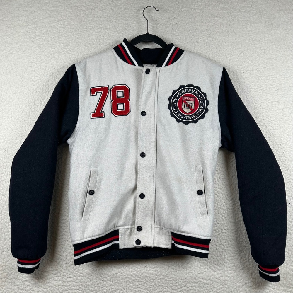 Vintage Geffen Records Varsity Jacket 78 Promo Bomber Cream Black Wool Mens S